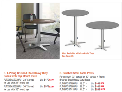 Round tables brushed steel bases