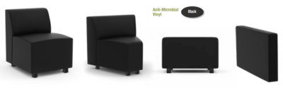 Black antimicrobial modular office chairs