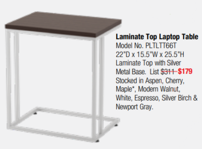 Laminate top laptop side table