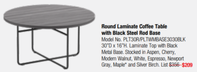 Round laminate coffee table office