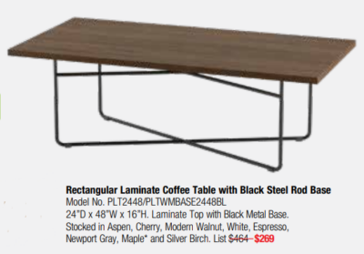 Rectangular laminate coffee table