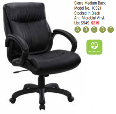 Black antimicrobial vinyl office chair