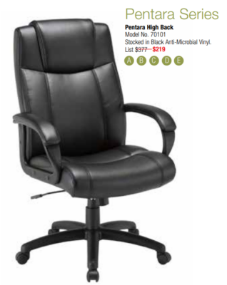 Black antimicrobial high back chair