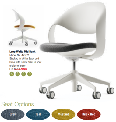 White mid back office chair