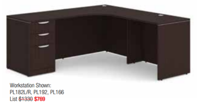 L-shaped commercial office desk