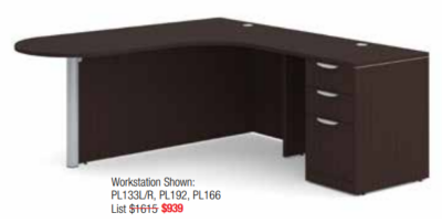 L-shaped commercial office desk