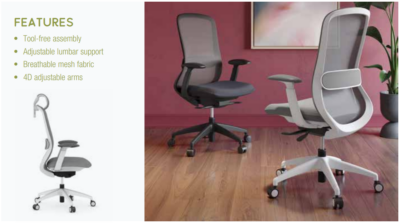 Ergonomic office chairs display