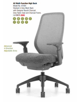 Grey ergonomic office chair adjustable