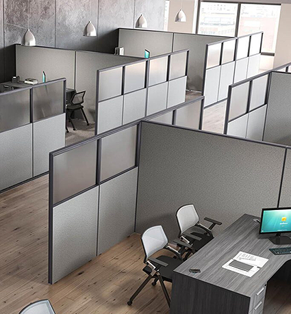 Office cubicles with modern desks