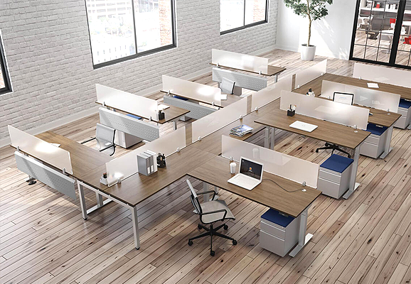 Modern open-plan office desks