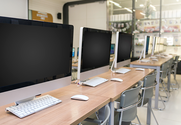 Modern office computer workstations setup