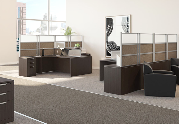 Modern office furniture workstation setup