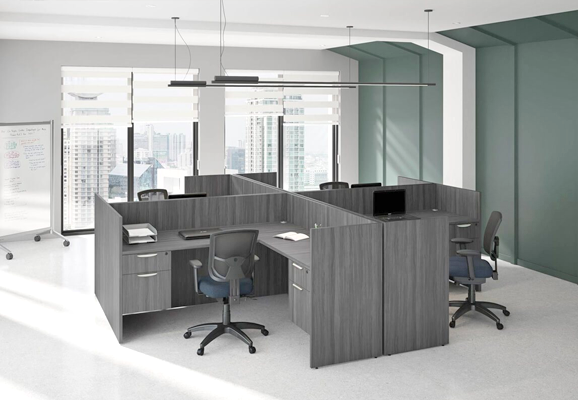 Modern collaborative office cubicles setup