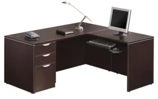 L-shaped office desk setup