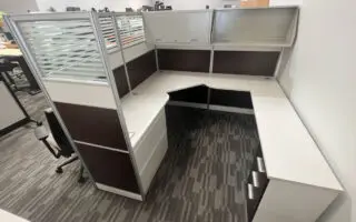 L-shaped office cubicle workstation