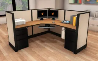 Modern office cubicle with equipment