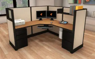 Modern office cubicle with equipment