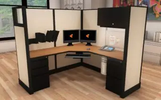 Modern office cubicle workstation setup