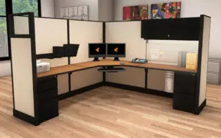 Modern office cubicle workstations