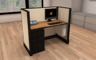 Office cubicle with computer desk