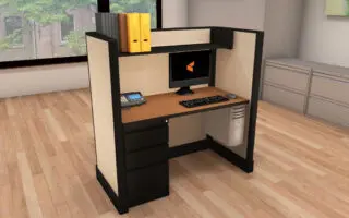 Office cubicle computer desk setup