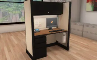 Office workstation cubicle with computer