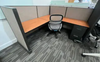 Cubicle desk with mesh chair