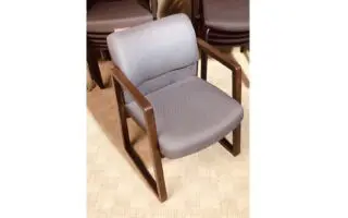 Gray office guest chair wood