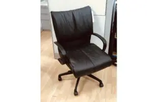 Black leather office chair wheels