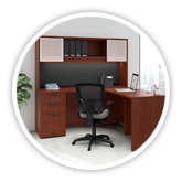Office desk with hutch cabinet
